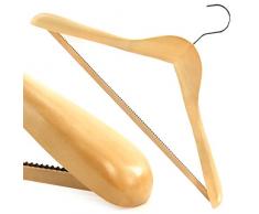 Hangerworld 2 Perchas para Trajes 45cm Madera Premium Hombros Redondeados para Abrigos y Chaquetas