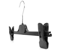 Hangerworld 30 Perchas 35cm Plástico Negro con Pinzas Regulables para Faldas y Pantalones Armario