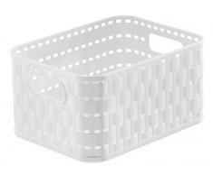 Rotho Country - Caja de almacenaje con efecto de mimbre, Blanco, A6