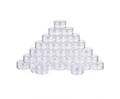 BENECREAT 30 Pack (15ml) Recipiente Vacío de Almacenamiento Bote de Plástico Transparente con Tapas de Rosca para Cuentas,Brillo,Maquillaje,Cosmeticos y Crema
