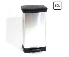 Curver 187180 - Cubo de basura con pedal (efecto metal, 50 L)