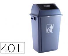 PAPELERA CONTENEDOR Q-CONNECT PLASTICO CON TAPA DE BALANCIN 40 LITROS AZUL 410X280X610 MM