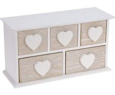 Pequeño joyero de madera con 5 cajones – Madera Corazón Blanco – joyero – Caja