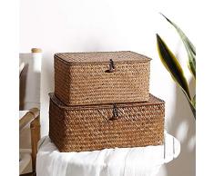 Canasta de almacenamiento Handmade rattan escritorio sala marco tejida cesta Bamboo Basket canasta de almacenamiento cesta del almacenaje