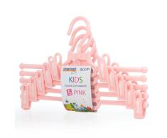 Hangerworld - Perchas de plástico con Pinzas para Pantalones y Faldas (30 cm, 20 Unidades), Color Rosa
