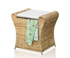 – Taburete de baño ropa ropa Box – Taburete de baño Asiento Taburete baúl jacinto de agua natural cesta Case