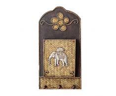 Elefante Retro Colgante de Pared de bambú de Madera Revistero Revistero Perchero Estante de Almacenamiento de Pared Vestíbulo Marco de Gancho de Llave, 18 * 6 * 36 cm