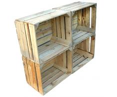 4 Piezas sólido Cajas de madera "Johanna" Cajas de manzana Cajas de vino Cajas de fruta Shabby antiguo usado Vintage