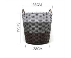 WSLDDD Plástico Rattan Ropa Sucia Cesta De La Cesta De La Cesta del Hogar Acabado Cesta Cubo Tejido 36 * 28 * 34 Gris Blanco Y Negro