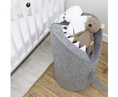 Skysep Grande 3 Piezas Elegante Cesto Colada Plegable Cesta para Ropa Sucia Tela de Fieltro Canasta para la Colada Lavandería Cestas Adecuado para Dormitorios, Baño, Gris Conveniente