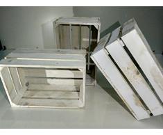 LOTE DE 3 CAJAS DE MADERA BLANCO VINTAGE TIPO FRUTA