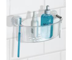 InterDesign Power Lock Cesta para ducha, estante de baño de plástico con fuertes ventosas, transparente