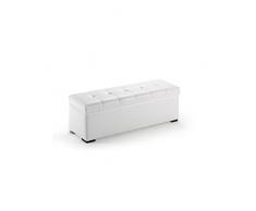 Baúl arcón elevable tapizado en símil piel, puff taburete (100 cm, Blanco)