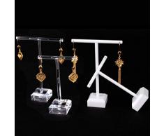Cabilock 4 Piezas Pendientes de acrílico Soporte de pie en Forma de t Pendientes de Oreja Soporte de exhibición de joyería Organizador de Almacenamiento en Rack (Blanco)
