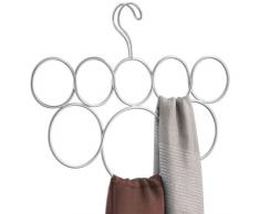 InterDesign Classico Organizador de pañuelos con 8 anillos, perchero organizador de metal para pañuelos, corbatas, cinturones, etc, plateado mate