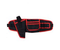 Herramientas de jardinería Belt Bolsas, Organizador de herramientas de electricista multifuncional para herramientas de jardín con múltiples bolsillos, Cinturón ajustable, 22.1 x 6.3 in(Negro + rojo)