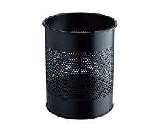 Durable - Papelera redonda metÃ¡lica con agujeros (15 l), color negro