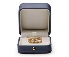 Oirlv Joyería de Acero Azul Caja de Regalo Anillo Pendiente Collar Pulsera Colgante Funda de Cuero de Almacenamiento Terciopelo Interior (Caja de aretes)