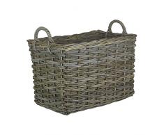 Red Hamper Gran Canasta de Troncos rectangulares de ratán Gris con Pasillo