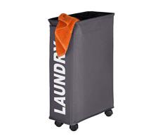 Wenko 3450115100 Corno - Cubo de lavandería de poliéster (43 L, 40 x 60 x 18,5 cm, tamaño reducido), color gris