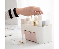 STRIR Caja De Almacenamiento Organizadores Cosméticos Para joyería Peines Pendientes Maquillaje Accesorio Rizador De Pestañas Esmalte De Uñas Pinceles Lápiz Labial( 1 cajones+6 compartimientos) (Rosa)
