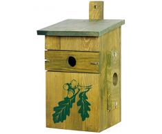 dobar 22157e - Caja Decorativa para Nido de pájaros (Madera de Pino, Madera Maciza), para jardín, balcón, 3 Orificios de Entrada Variables, diseño de Roble