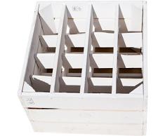 Botellero "16er blanco/natural/tamaños flameado 40 x 40 x 27 cm caja de estantería estante botellero vino accesorio de Apple caja/caja de vino, madera, Wine Rack " 16ER " White, 40x40x27cm