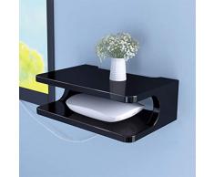 YANQ Estante Flotante para componentes de televisión, Consola de Medios montada en la Pared de Metal, 2 Niveles, para decodificadores/enrutadores/remotos/Reproductores de DVD/Consolas de Juegos (co