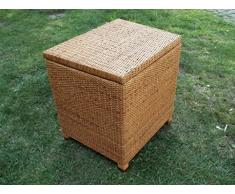 S Asiento baúl, cesto para Ropa, Baúl, Asiento Taburete de ratán en Forma Trapezoidal