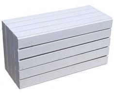 grande caja de fruta " TOSCA " Blanco/Natural/Flameado con larga einlageboden / Tabla INTERMEDIA aprox 75x40x26cm / DEL Estante Cajón Manzana/ Vino Almacenaje almacenamiento - Blanco, ca 75x40x26cm