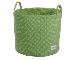 Minene 1533 - Cesta tamaño grande, diseño de lunares, color verde y blanco