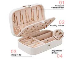iSuperb Pequeña Joyero Viaje Decorativas Cajas para Joyas Jewelry Organizer para Mujer 16 .5 x 11.5 x 5.5 cm (Rosado)