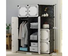 ZPEE Negro Plegable Armario,DIY Portátil Ropero Combinado Fácil De Montar Resistente Al Polvo Impermeable Armario Modular Ahorrar Espacio Ropa Organizador Ropero C 111x47x147cm