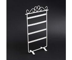 Kentop Soporte de Metal para Joyas Estante de Expositor Muestrario Organizador de Pendientes Size 30×16cm (Blanco)
