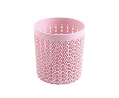 La Imitación Creativa Rattan Hollow Pen Holder Plastic Simple Escritorio De Oficina Caja De Almacenamiento De Artículos De Papelería Cesta De Almacenamiento (Color : Pink)
