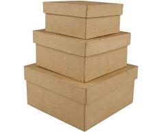 Creativ - Cajas de cartón (cuadrada, 10 x 12,5 x 15 cm, 3 unidades)