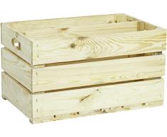 nuevo establo Caja de fruta caja, Cajón de manzana, Caja de vino de la Región De Altes Land Natural 54x35x30 cm - Natural mit Tabla central "verticalmente"