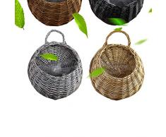LAAT Colgando de la Maceta Cesta montada, Florero Canasta de Mimbre Colgante de Maceta, Colgante de Maceta Cesta de cesteria Decoración Contenedor