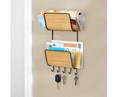 InterDesign Revistero y Organizador de correspondencia, provisto de 2 compartimientos. Se Incluyen los Elementos para su Montaje sobre Pared, Marrón, 36.83x19.05x8.89 cm