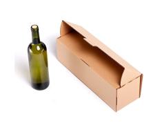 (25x) Caja para 1 Botella de cartón automontable y envíos postales TCPOBOX (D (38 x 12 x 12 cms) (LOTE DE 25 UNIDADES)