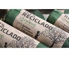 Relevo 100% Reciclado Bolsas de Basura, extra resistentes 30 L, 45 bolsas