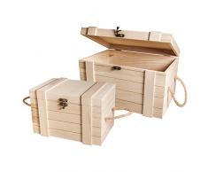 RAYHER HOBBY Set baúles de Madera, FSC Mix Credit, Surtido, 1 ud. 30x20,5x17,3cm+24x16x15,5cm