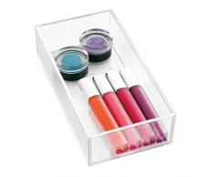 iDesign Maquillaje y cosmÃ©ticos, Organizador de cajones pequeÃ±o de plÃ¡stico Libre de BPA, Caja apilable para baÃ±o, Cocina y Oficina, Transparente, S: 10 cm x 20,3 cm