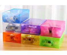 10 x plegable de plástico caja de almacenamiento cajas apilables para zapatos organizador con tapa, color al azar