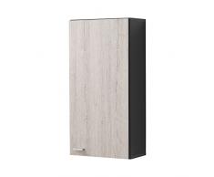 FMD Nepal 1 armario de pared para baño, 34 x 67,5 x 16,5 cm, antracita/madera de roble de arena