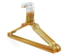 Hangerworld 100 Perchas 40cm Metal Dorado Galvanizado Ahorra Espacio Camisas Muescas para Tirantes