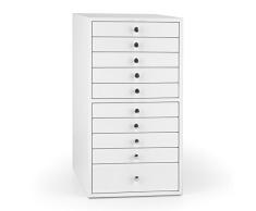 Oneconcept Pompadour Mueble joyero (10 cajones extraíbles, Armario para Guardar Joyas, Relojes, Collares, Anillos, Compartimentos especializados Acolchados y aterciopelados) - Blanco