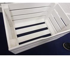 Grandes de madera color blanco asiento banco caja Otomana cofre del tesoro pouffee (PLG)