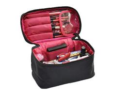 Bolso Cosmético Viaje Neceseres Maquillaje Bolsas de Aseo Neceser Organizador con Asa de Transporte Bolso Tocador Mujer para Viajes y Hogar (Rojo negro)