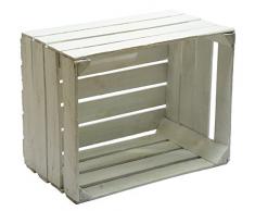 Caja madera blanca decapada vintage, ideal para decoración,escaparates. Medida 50x30x25 1,5 grosor